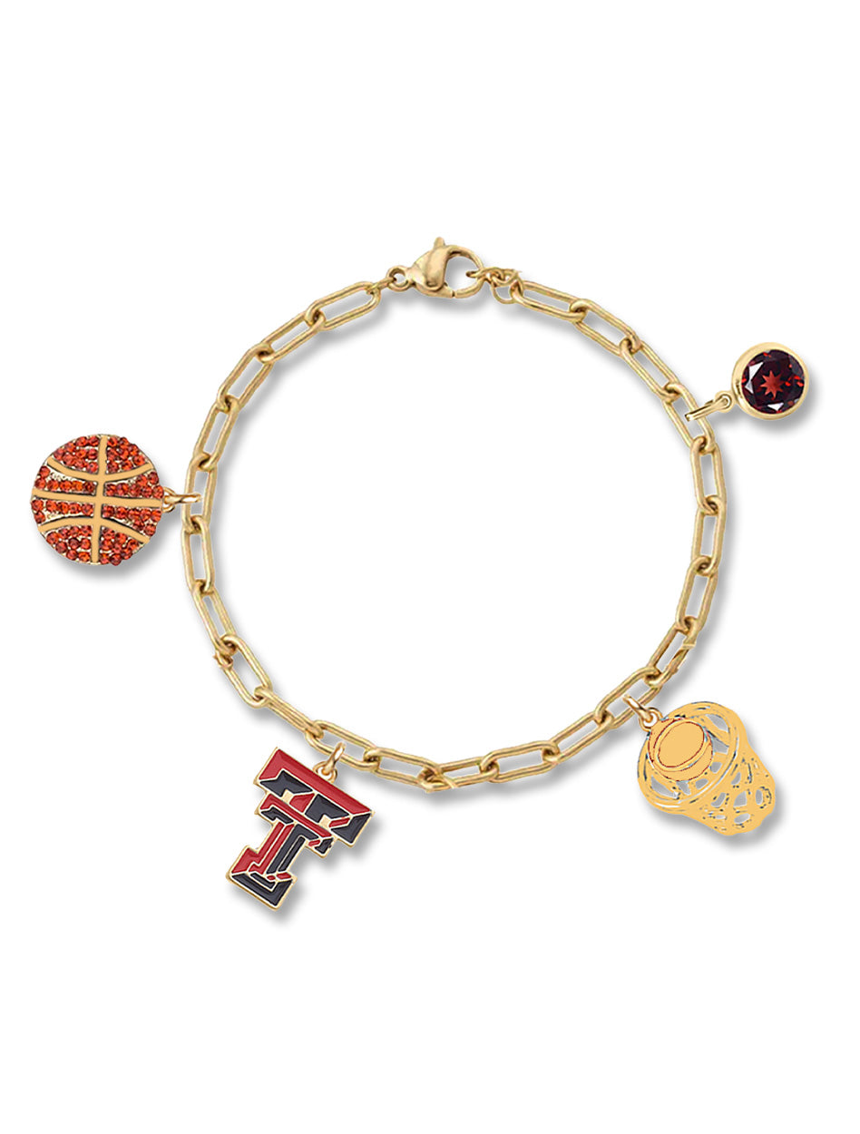 Texas Tech "Vatani" Basketball Rhinestone Charm Bracelet