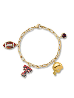 Texas Tech "Vatani" Football Rhinestone Charm Bracelet