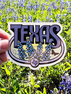 Vinyl decal of vibrant Texas bluebonnet flowers in bloom