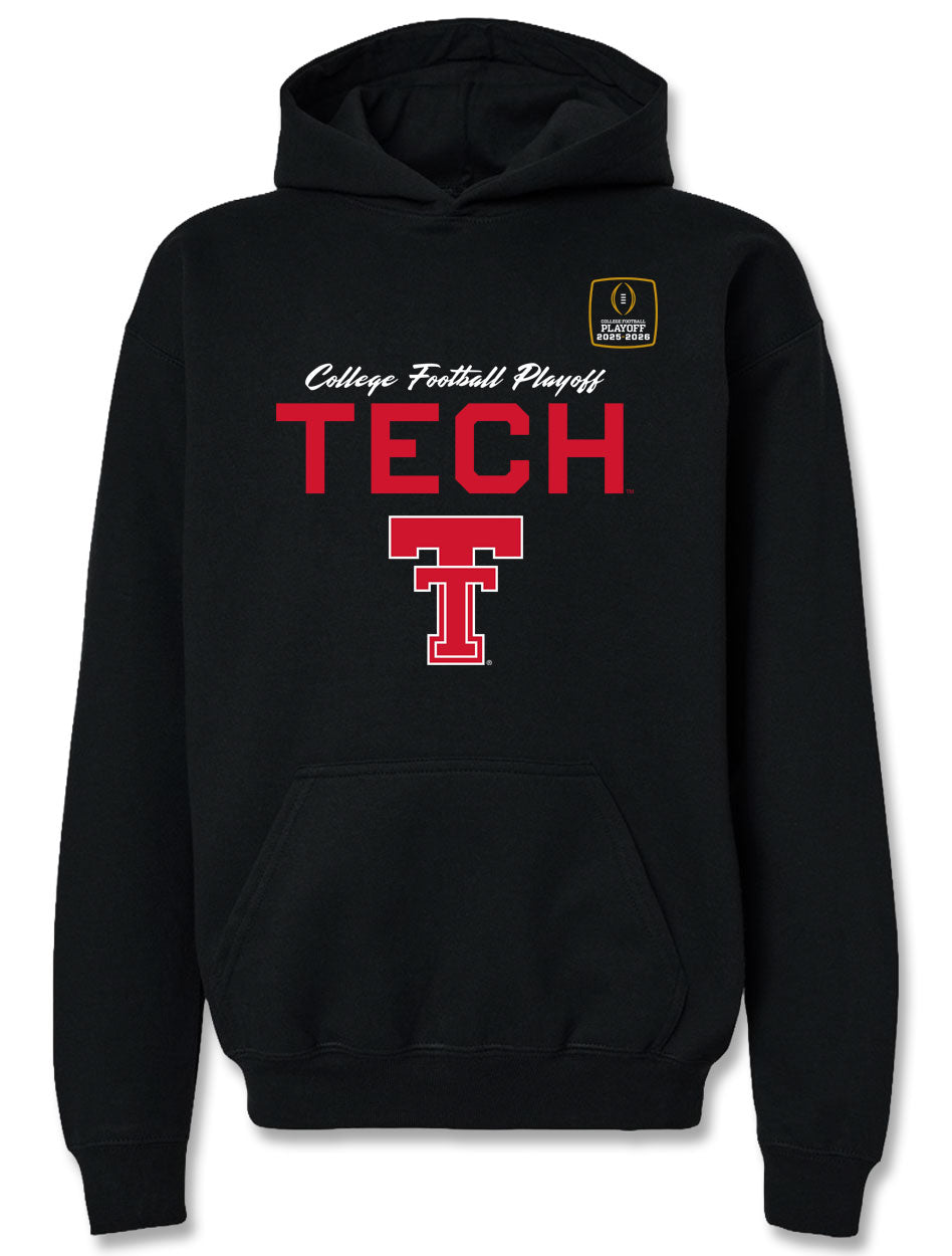 Texas Tech Red Raiders College Football Playoff (CFP) pullover  hooded sweatshirt with postseason graphic and Texas Tech branding.