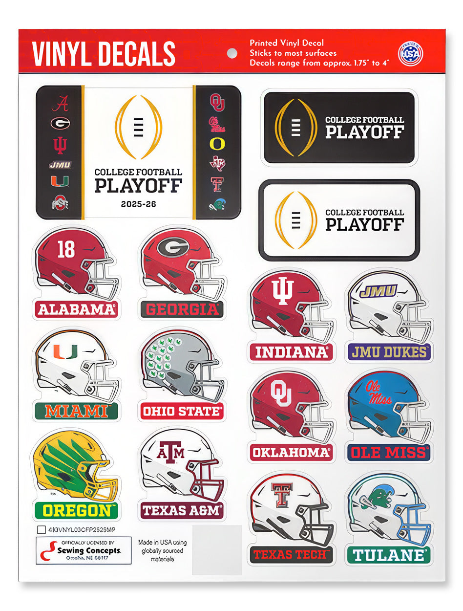 Texas Tech 2025 CFP 12 Team Decal Sheet