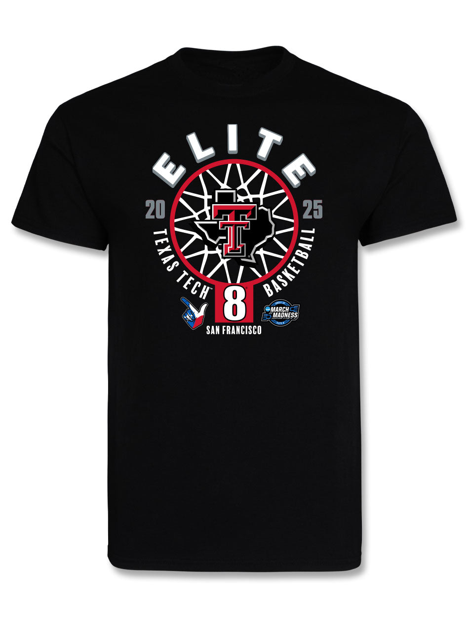 Texas Tech 2025 Elite 8 "One Away" Black Short Sleeve T-Shirt