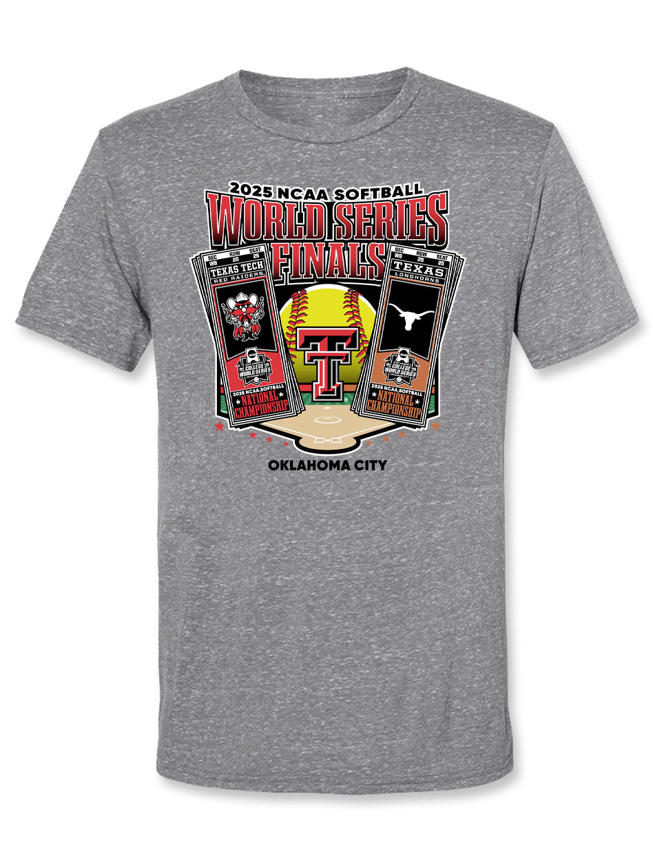 Texas Tech 2025 Softball College World Series Championship Finals "Tickets" Grey T-Shirt