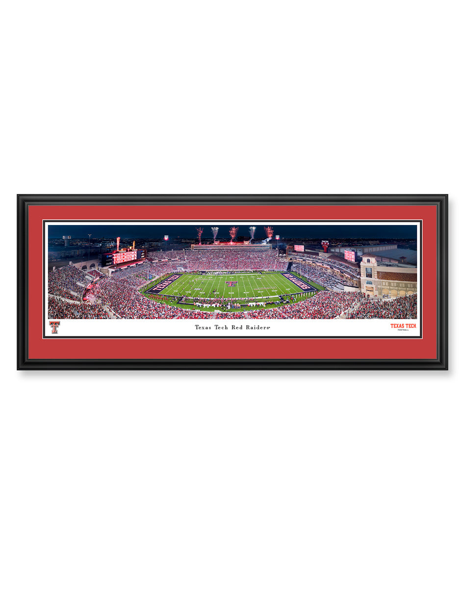 Texas Tech "50 Yard Line" Panoramic Poster of the New Jones AT&T Stadium in Deluxe Frame