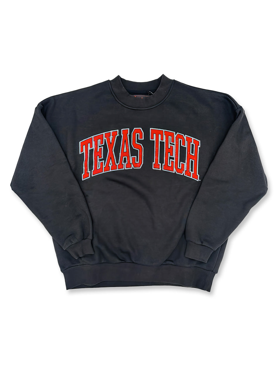 Texas Tech Arch in Rhinestone on Crewneck Sweatshirt