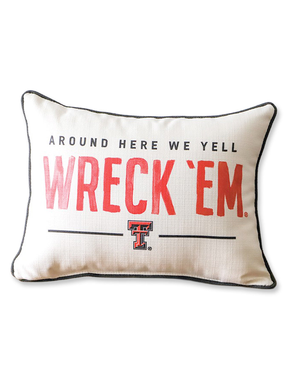 Texas Tech "Around Here We Yell Wreck'Em" Pillow with Piping