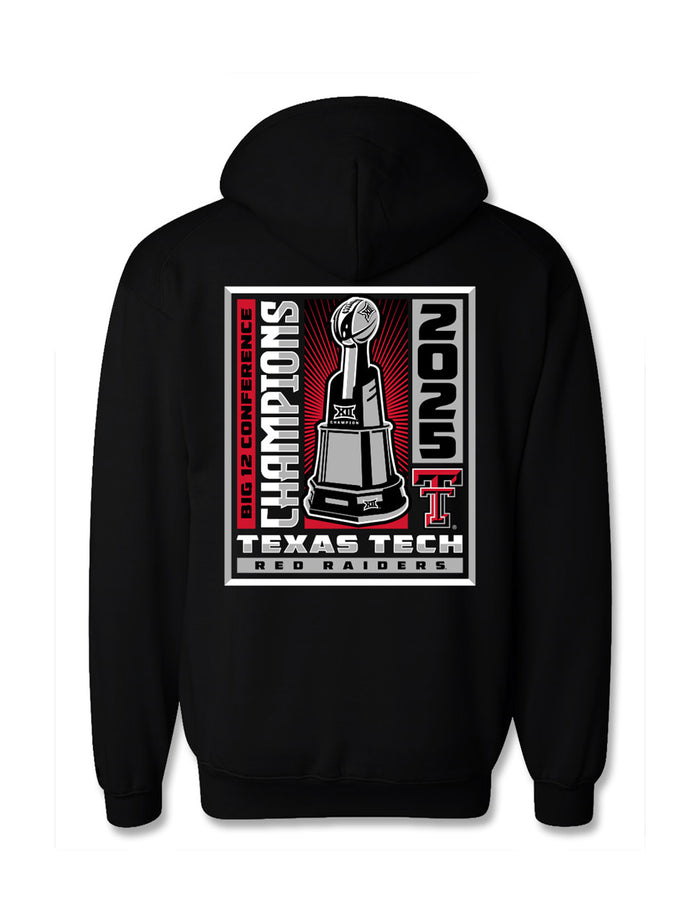 Texas Tech Big 12 CHAMPS - YOUTH Hood - Winner Win Trophy - BLACK
