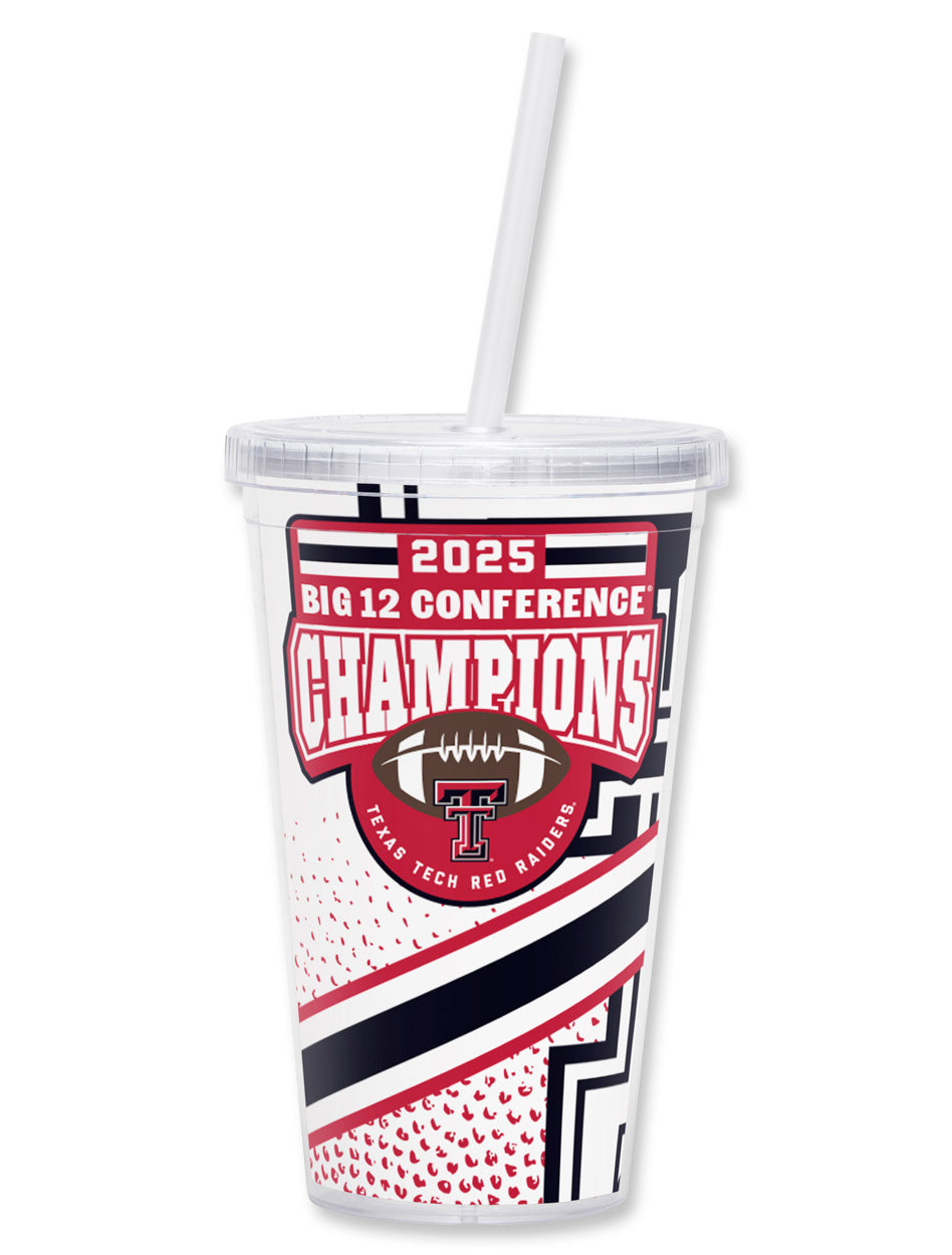 Texas Tech Big 12 CHAMPS 16 oz Tumbler with Straw