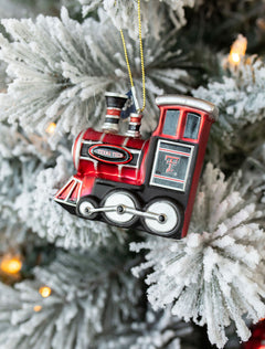 Texas Tech Blown Glass Train Christmas Ornament