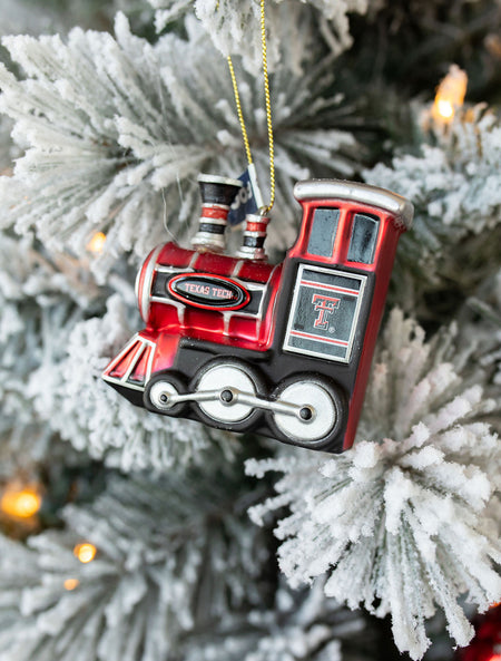 Texas Tech Blown Glass Train Christmas Ornament