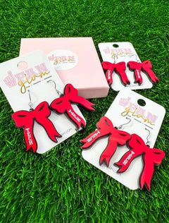 Texas Tech Bow Dangle Acrylic Earrings
