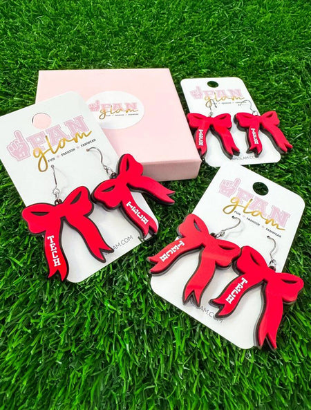 Texas Tech Bow Dangle Acrylic Earrings