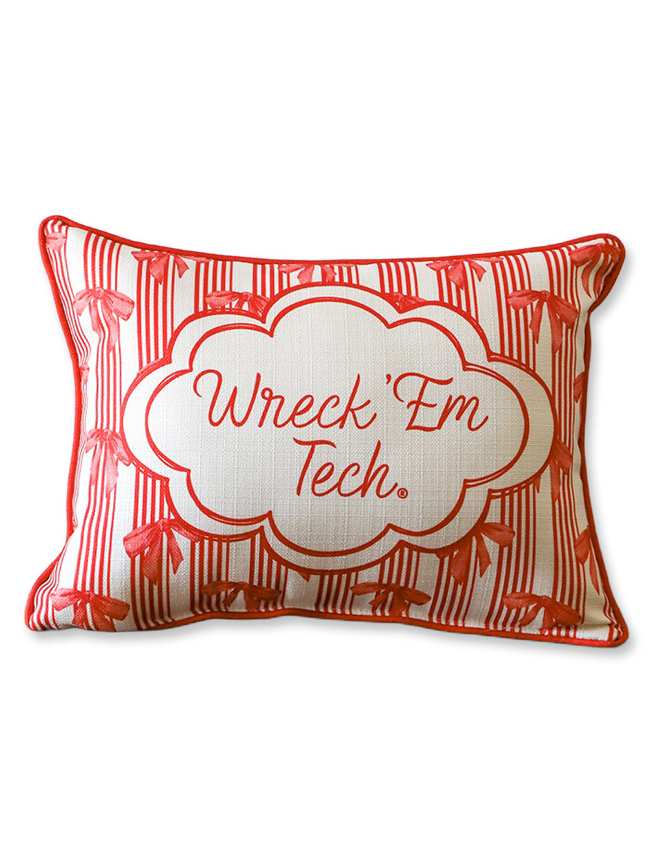 Texas Tech "Bow Pattern" Pillow with Piping