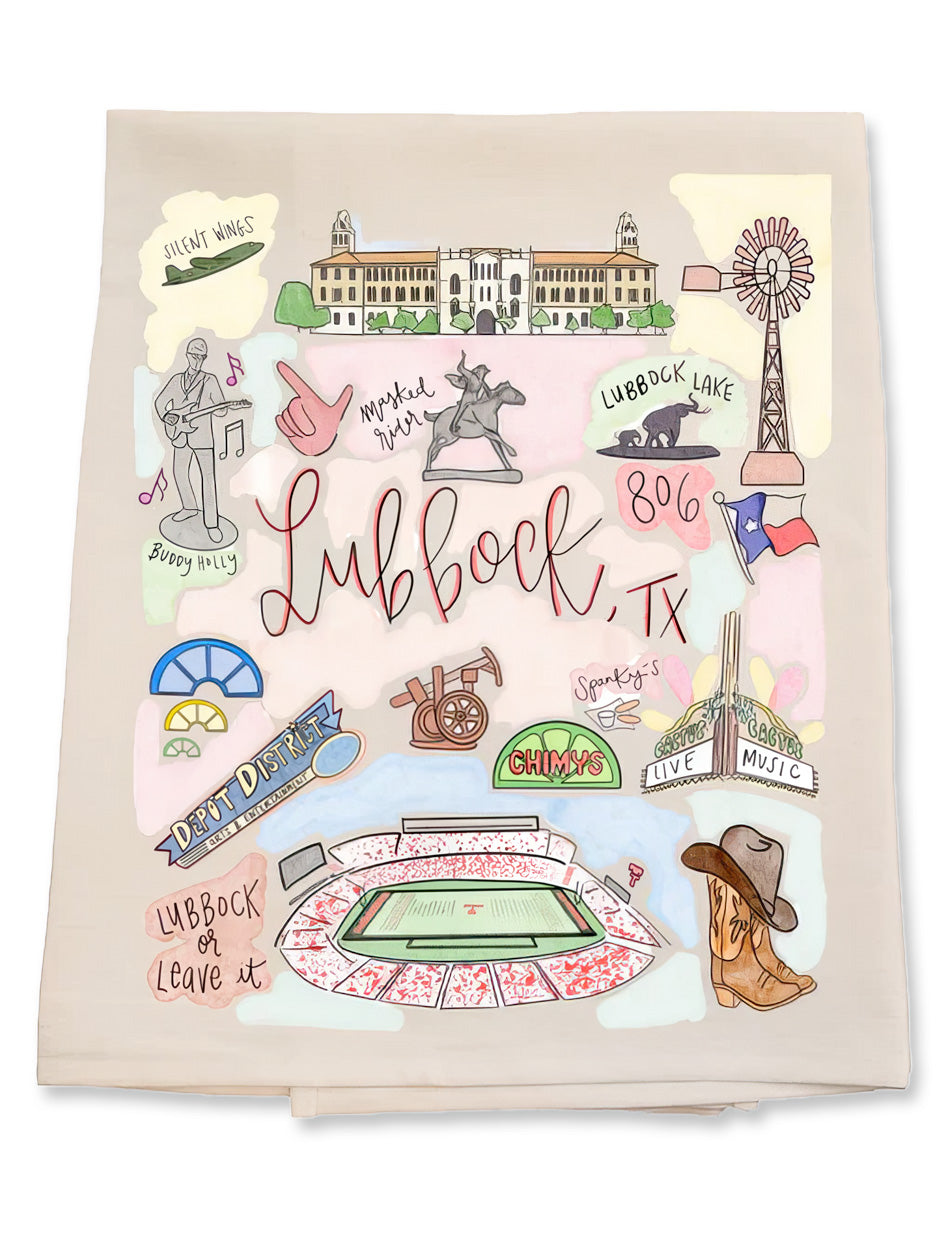 Texas Tech "City of Lubbock" Tea Towel