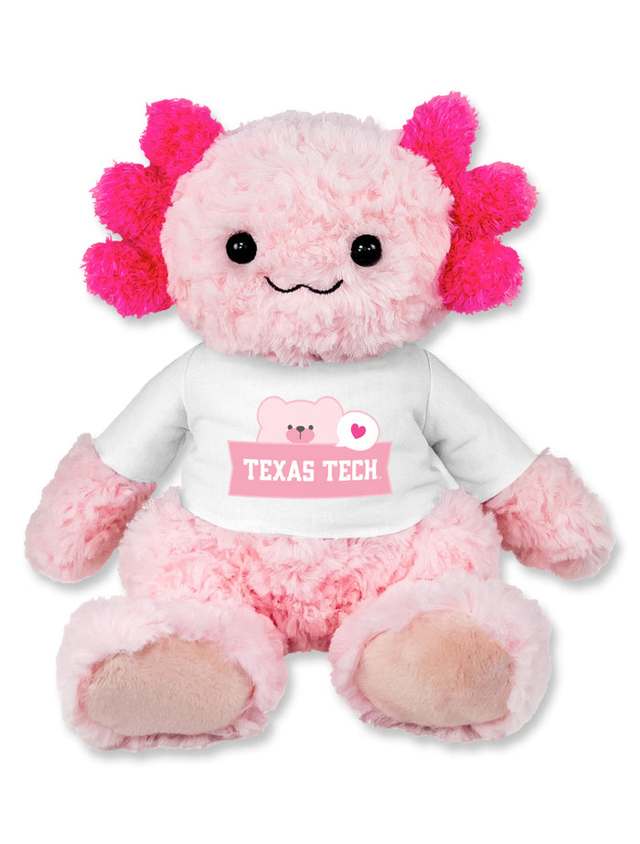 Texas Tech plush, Texas Tech Axolotl, Cuddle Buddy Texas Tech, Texas Tech stuffed animal, Red Raiders plush toy, Texas Tech gift, Texas Tech kids toy, cute Texas Tech merchandise, Texas Tech dorm decor, Texas Tech collectible plush, Texas Tech fan gift, Red Raiders cuddly Axolotl