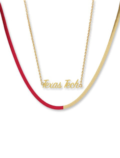 Texas Tech Women's Clothing
Texas Tech ACCESSORIES
Texas Tech Women's Accessories
Texas Tech New Products
Texas Tech Necklaces
Texas Tech layered necklace, Texas Tech cursive necklace, Texas Tech script jewelry, Red Raiders gold necklace, Texas Tech women's accessories, Texas Tech fan jewelry, Carnation necklace Texas Tech, red and gold Texas Tech necklace, Texas Tech spirit jewelry, officially licensed Texas Tech necklace