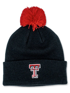 Texas Tech Dark Horse "Double T Pom" Black Beanie