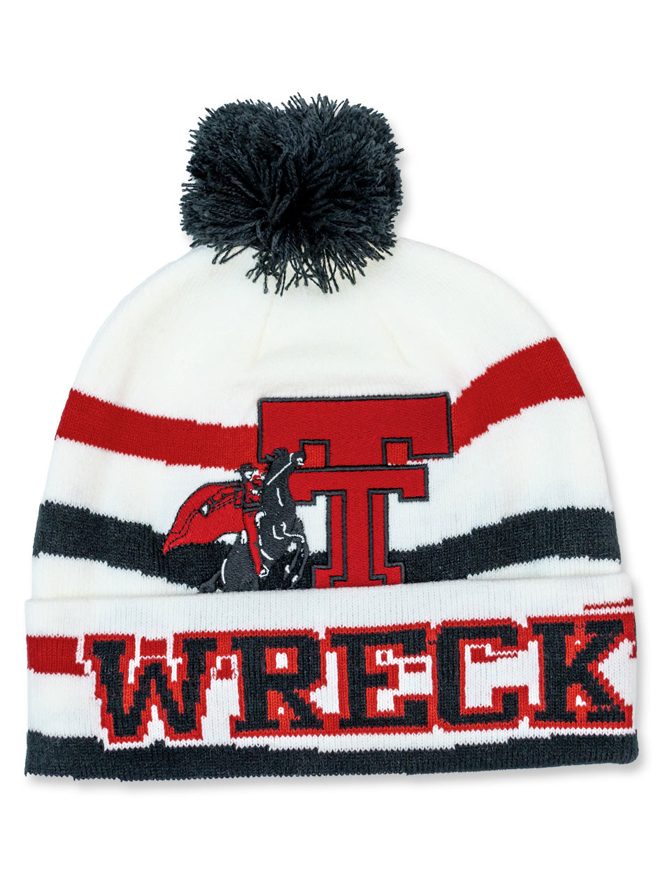 Texas Tech Dark Horse "Tech Street" Pom White Beanie