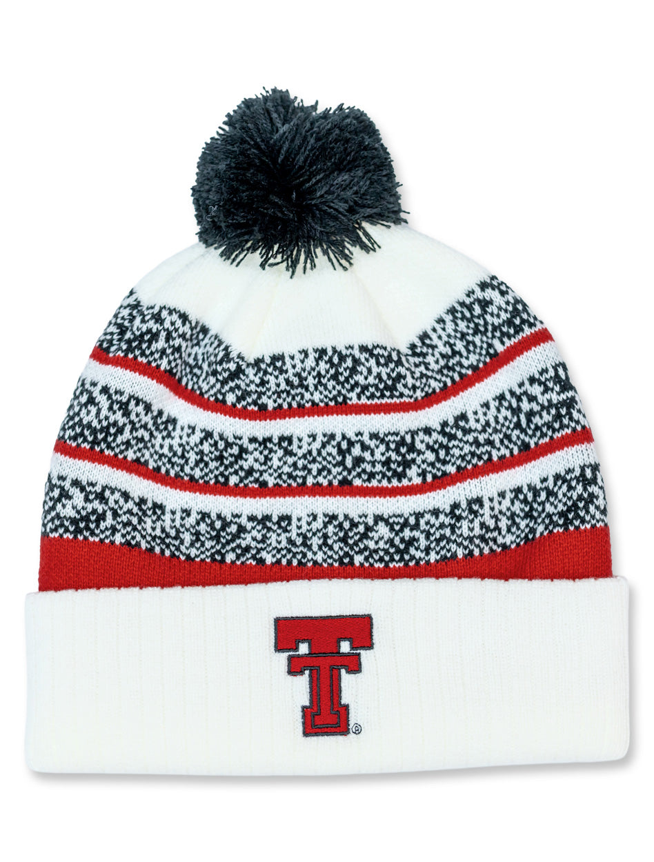 Texas Tech Dark Horse "Throwback Fade" White Pom Beanie