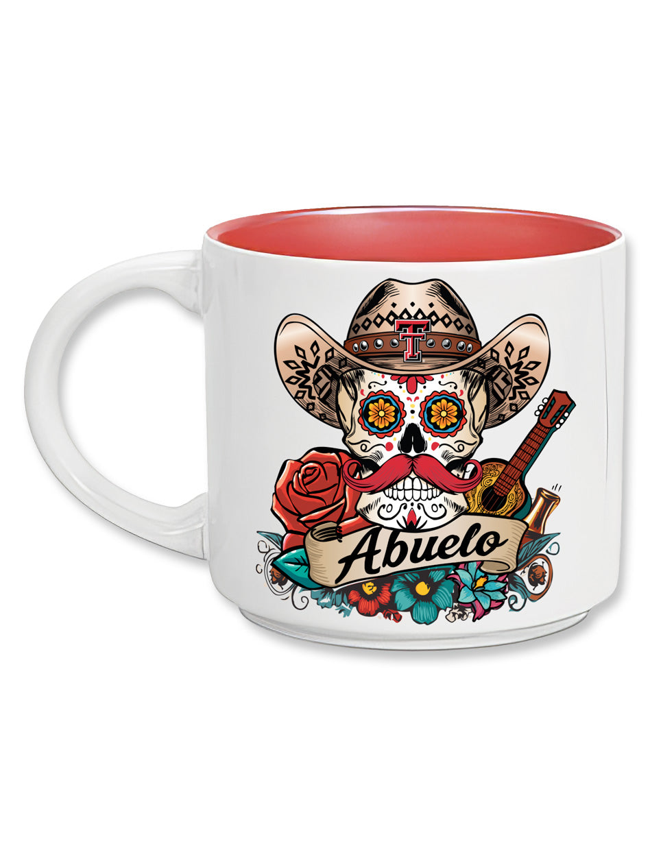 Texas Tech Abuelo mug

Red Raiders sugar skull coffee cup

Texas Tech Día de los Muertos mug

Double T cowboy skull mug

Texas Tech grandpa gift

Texas Tech coffee mug for abuelo

Lubbock Texas Tech gifts

Texas Tech hispanic heritage mug

Red Raiders gift for grandfather

Texas Tech skull design drinkware
