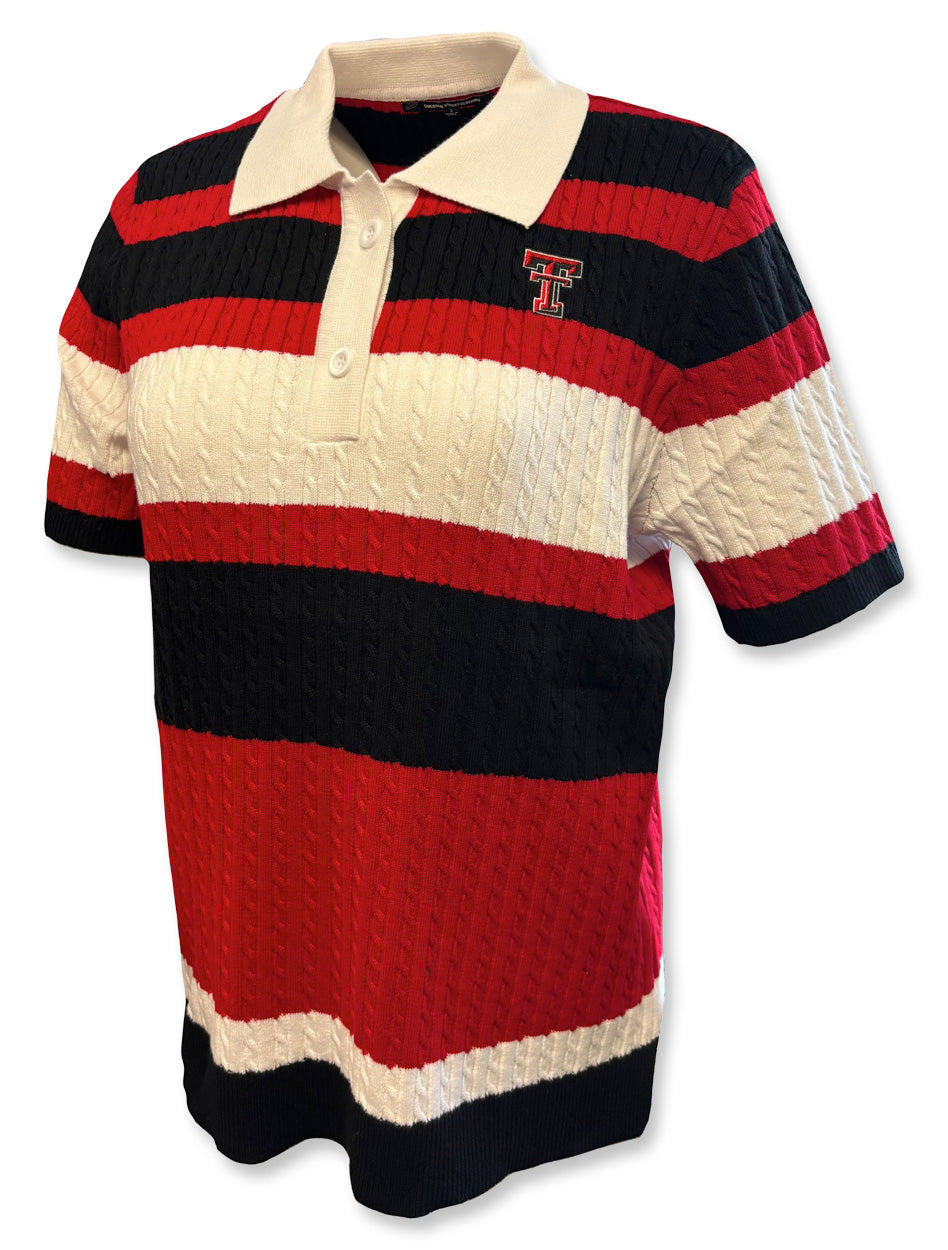 Texas Tech Double T "Delray" Short Sleeve Cable Knit Sweater