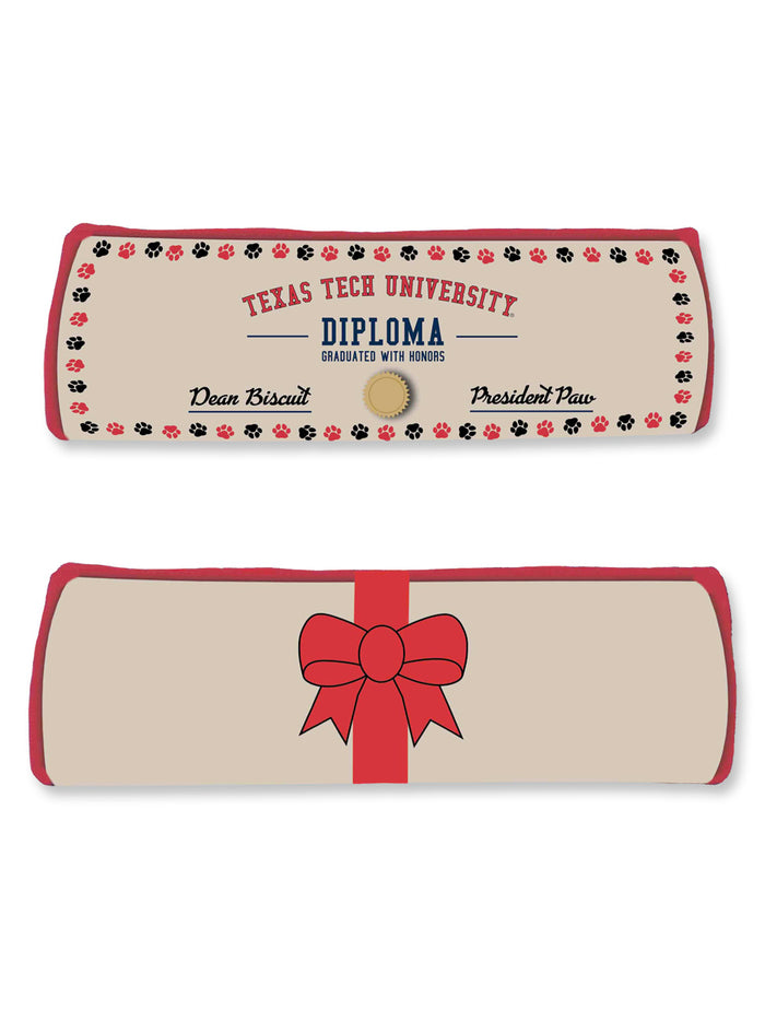 Texas Tech Double T " Diploma" Squeeky Dog Toy