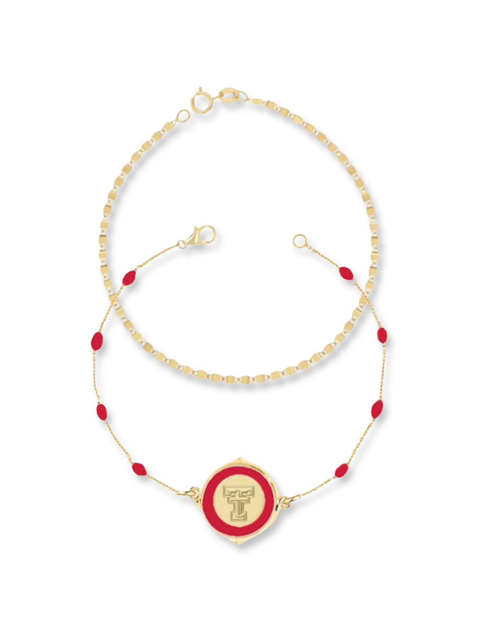 Texas Tech Women's Clothing
Texas Tech ACCESSORIES
Texas Tech Women's Accessories
Texas Tech New Products
Texas Tech Bracelets
Texas Tech Double T bracelet, Texas Tech gold bracelet set, Texas Tech jewelry, Lotis Texas Tech bracelet, Red Raiders fan bracelet, Texas Tech layered bracelet, Texas Tech spirit wear accessories, collegiate bracelet Texas Tech, Texas Tech red and gold bracelet, officially licensed Texas Tech jewelry