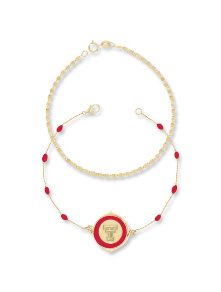 Texas Tech Women's Clothing
Texas Tech ACCESSORIES
Texas Tech Women's Accessories
Texas Tech New Products
Texas Tech Bracelets
Texas Tech Double T bracelet, Texas Tech gold bracelet set, Texas Tech jewelry, Lotis Texas Tech bracelet, Red Raiders fan bracelet, Texas Tech layered bracelet, Texas Tech spirit wear accessories, collegiate bracelet Texas Tech, Texas Tech red and gold bracelet, officially licensed Texas Tech jewelry