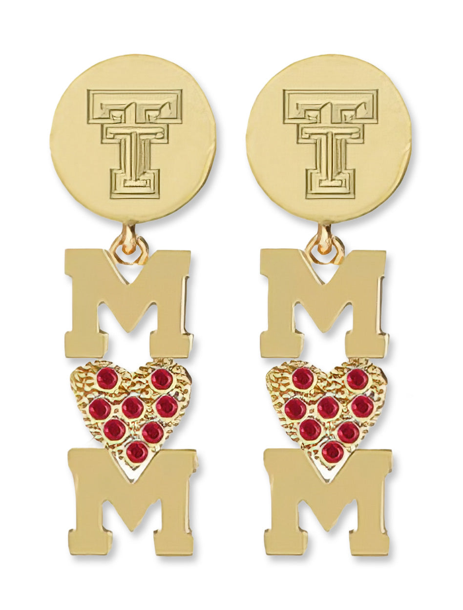 Texas Tech Double T "Mom" Dangle Earrings