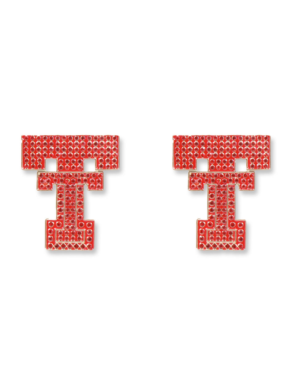 Texas Tech Double T "Pave" Stud Earrings