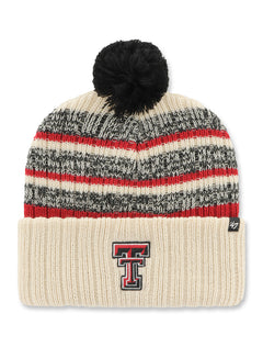 Texas Tech Double T "Tavern" Striped Cuffed Beanie w/ Pom