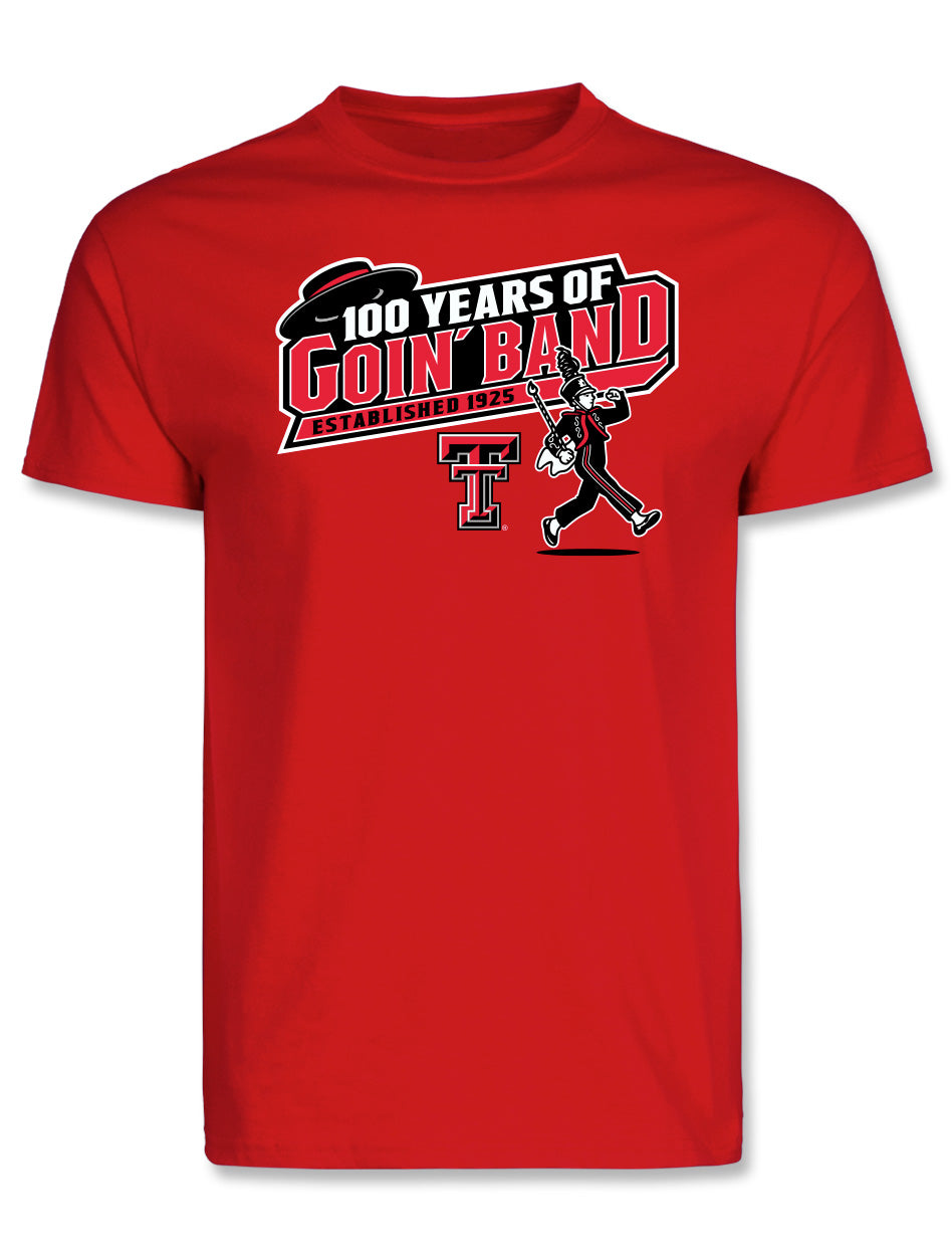 Texas Tech Men's Clothing
Texas Tech Women's Clothing
Texas Tech Men's T-Shirts
Texas Tech Women's T-Shirts
Texas Tech New Products
Texas Tech As Seen On Campus
Texas Tech Short Sleeve T-Shirts
Centennial
Women's Short Sleeve T-Shirts
T-ShirtsTexas Tech Goin’ Band shirt, Texas Tech marching band tee, Goin’ Band 100 years, Texas Tech 100th anniversary shirt, Red Raiders band apparel, Texas Tech music program shirt, Texas Tech band t-shirt, Goin’ Band from Raiderland, Texas Tech spirit wear