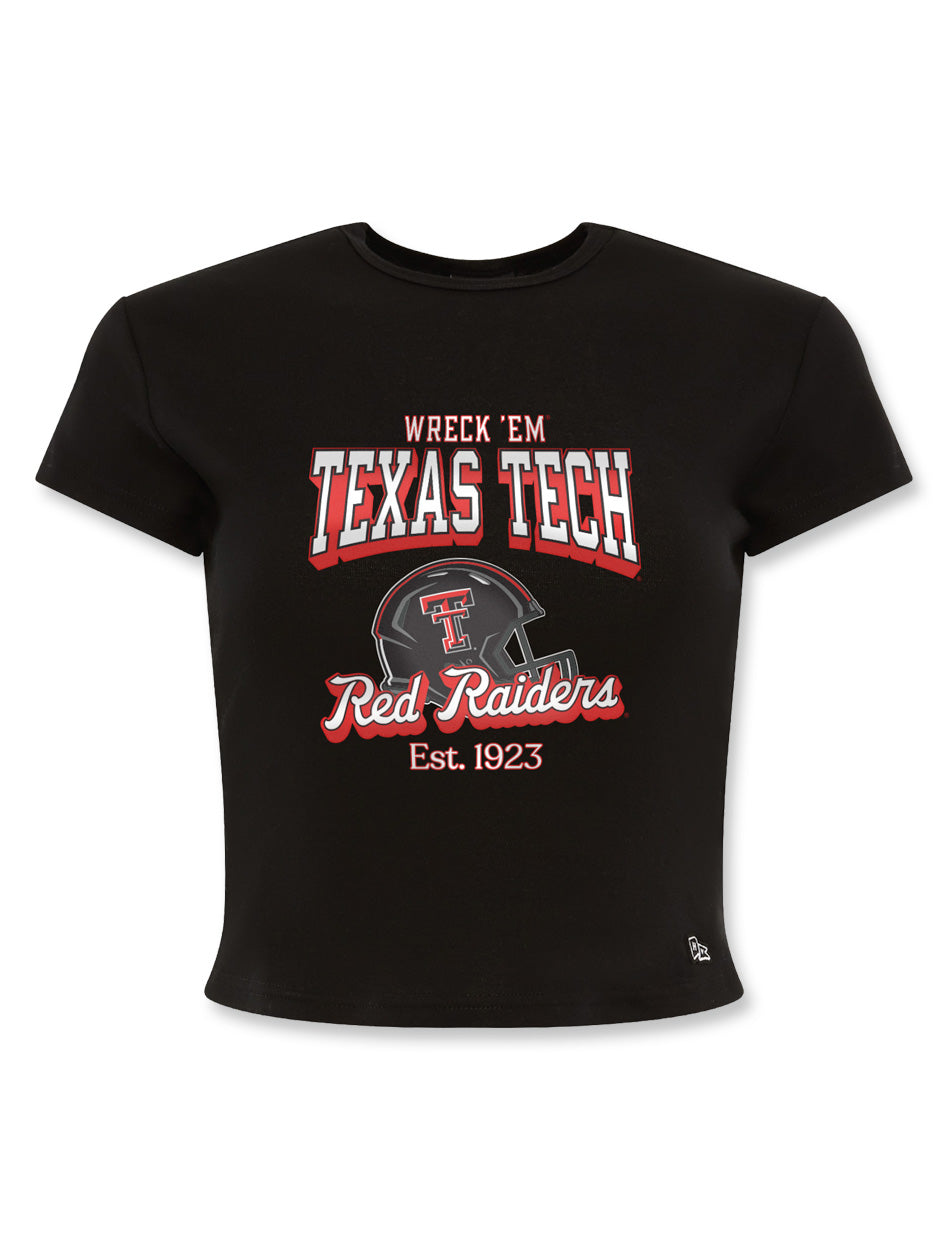 Texas Tech cropped tee, Hype and Vice Texas Tech shirt, women’s Red Raiders crop top, Texas Tech game day fashion, Double T women’s crop tee, Wreck Em Texas Tech apparel