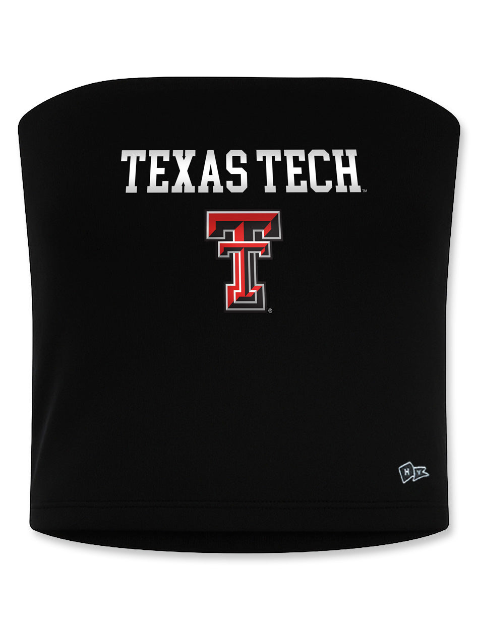 Texas Tech jersey tube top, women’s Texas Tech crop top, Red Raiders strapless top, Double T tube top, Texas Tech athletic fashion, game day college outfit, sporty tube top TTU