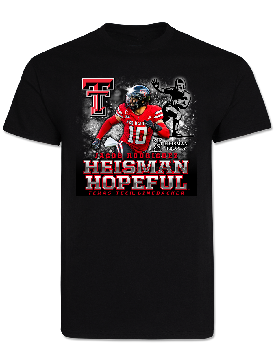 Texas Tech Jacob Rodriguez "Heisman Logos" Black T-Shirt