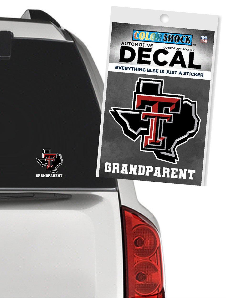 Texas Tech GIFTS
Texas Tech Decals, Magnets & Stickers
Student Essentials
Texas Tech grandparent decal

TTU grandparent car sticker

Texas Tech automotive decal

Red Raiders grandparent window sticker

Double T state outline decal

Texas Tech family car accessories

TTU grandparent vehicle decal

Texas Tech pride car sticker

NCAA college team car decal

Color Shock Texas Tech decal