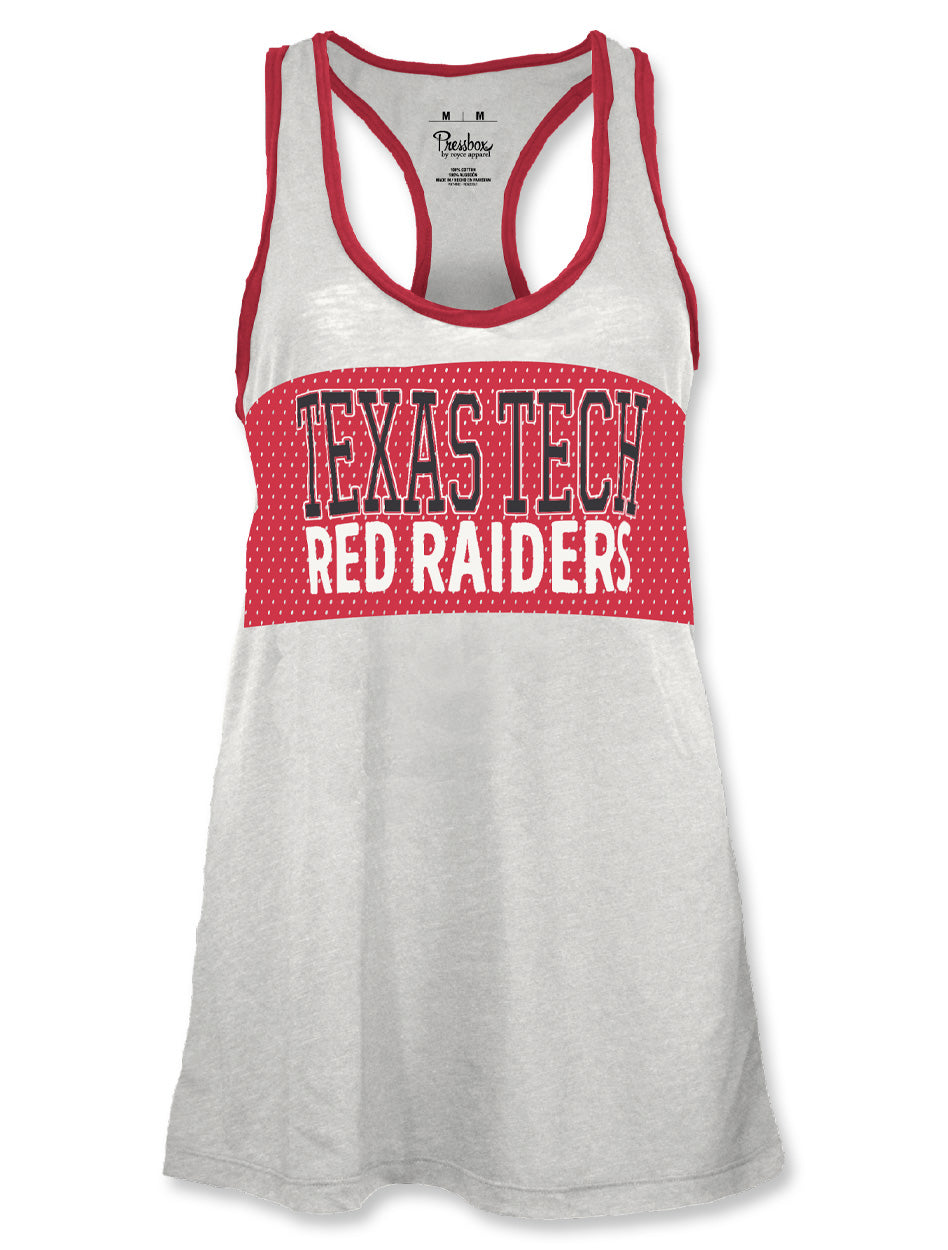 Texas Tech Women's Clothing
Texas Tech New Products
Pressbox Texas Tech tank top
Texas Tech Tracy tank
Texas Tech racerback tank
Red Raiders women’s tank top
Texas Tech sleeveless shirt