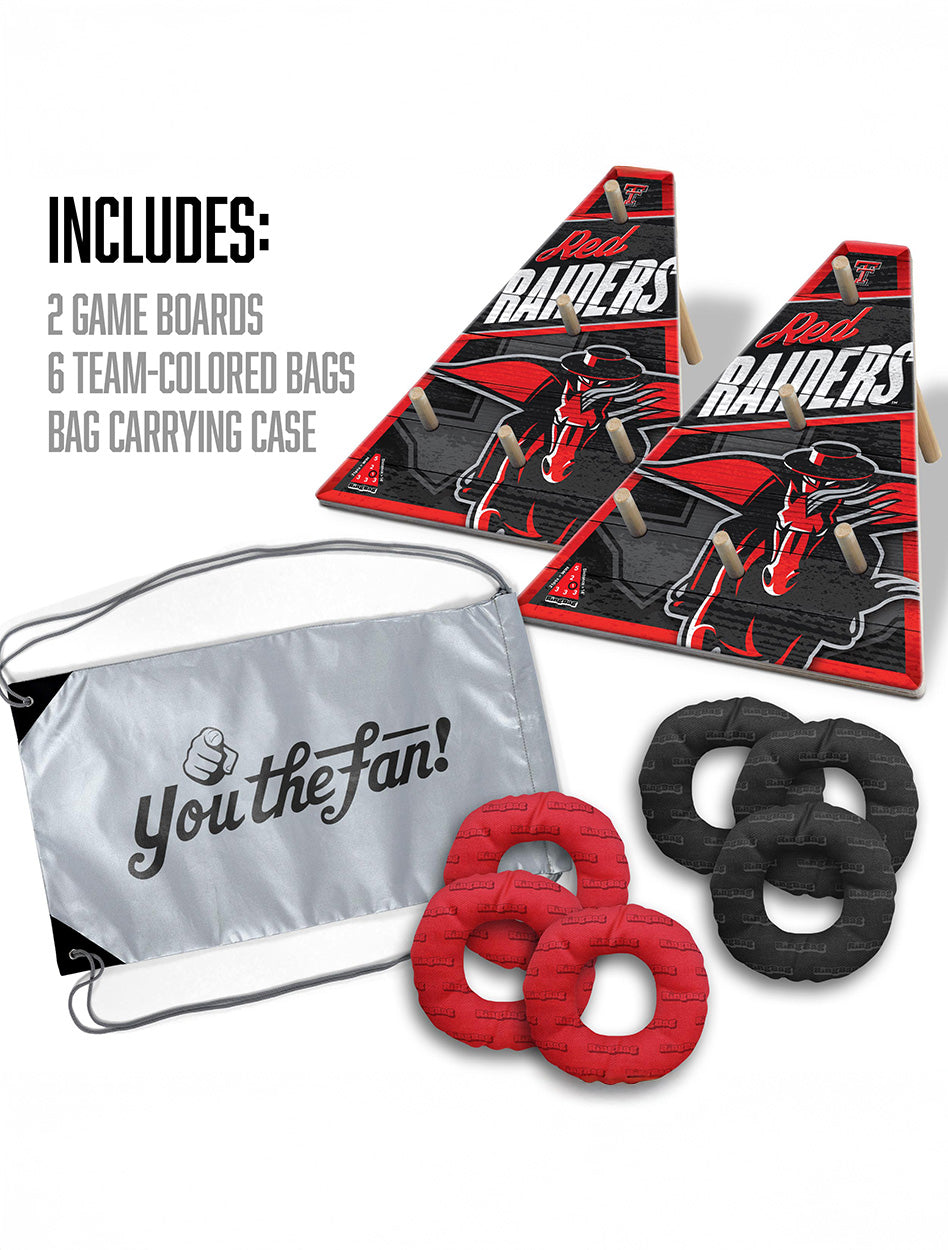 exas Tech GIFTS
Texas Tech Boredom Busters
Texas Tech New Products
Weberous For Development
Texas Tech Red Raiders Ring Toss Game
Official Texas Tech tailgate game
Red Raiders backyard game
Texas Tech party game
Texas Tech indoor outdoor game
Texas Tech portable game set
Ring toss game for college fans
Texas Tech alumni gift idea
NCAA licensed Texas Tech games
Game day Red Raiders fun