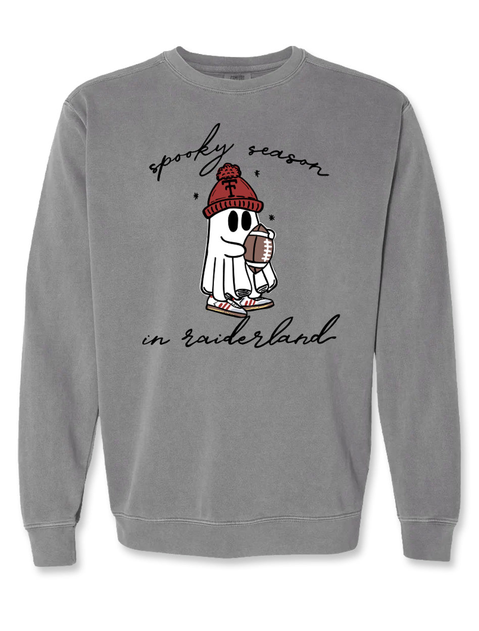Texas Tech spooky season sweatshirt, Texas Tech Halloween crewneck, Spooky Season in Raiderland sweatshirt, Texas Tech fall sweatshirt, Red Raiders Halloween apparel, Texas Tech ghost sweatshirt, Texas Tech crewneck, Texas Tech seasonal apparel, Texas Tech game day sweatshirt, Red Raiders cozy fall sweatshirt, Texas Tech spirit wear, Texas Tech autumn gear, Raiderland Halloween shirt.Texas Tech Men's Clothing
Texas Tech Women's Clothing
Texas Tech Men's Sweatshirts
Texas Tech Women's Sweatshirts