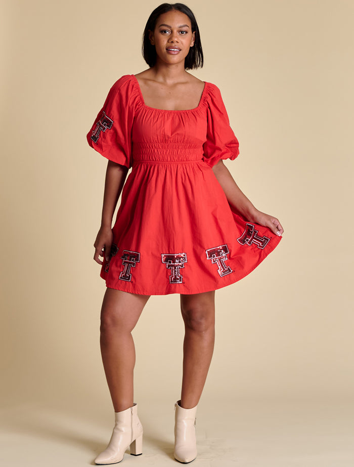 Texas Tech Stewart Simmons Puff Sleeve Dress