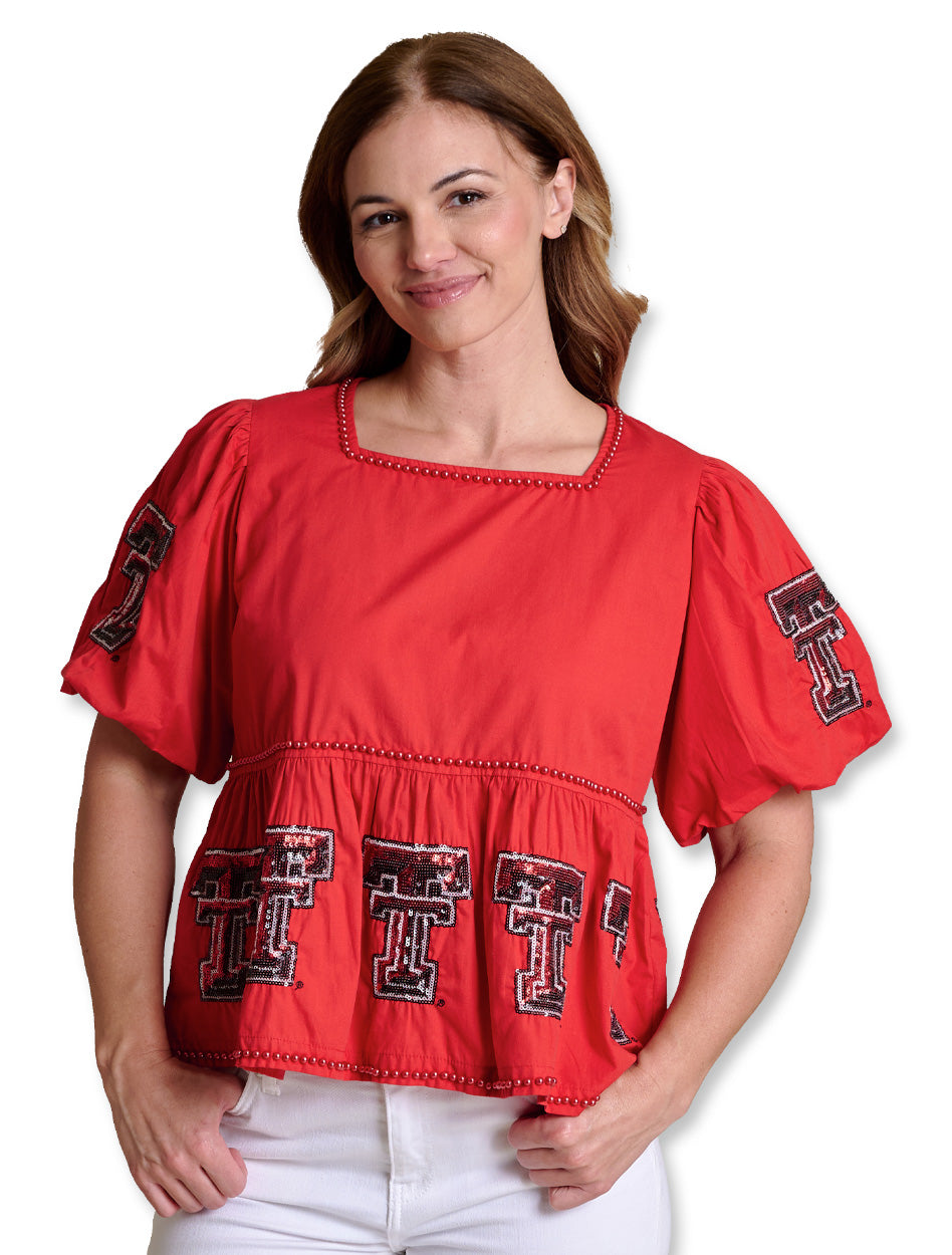 Texas Tech Women's Clothing
Texas Tech Women's Fashion Tops
Texas Tech New Products
Weberous For DevelopmentTexas Tech Stewart Simmons top, Red Raiders women's apparel, Texas Tech peplum top, puff sleeve top, collegiate women's fashion, Texas Tech game day outfit, Red Raider fan gear, Stewart Simmons Texas Tech clothing, stylish Red Raiders top, Texas Tech casual top