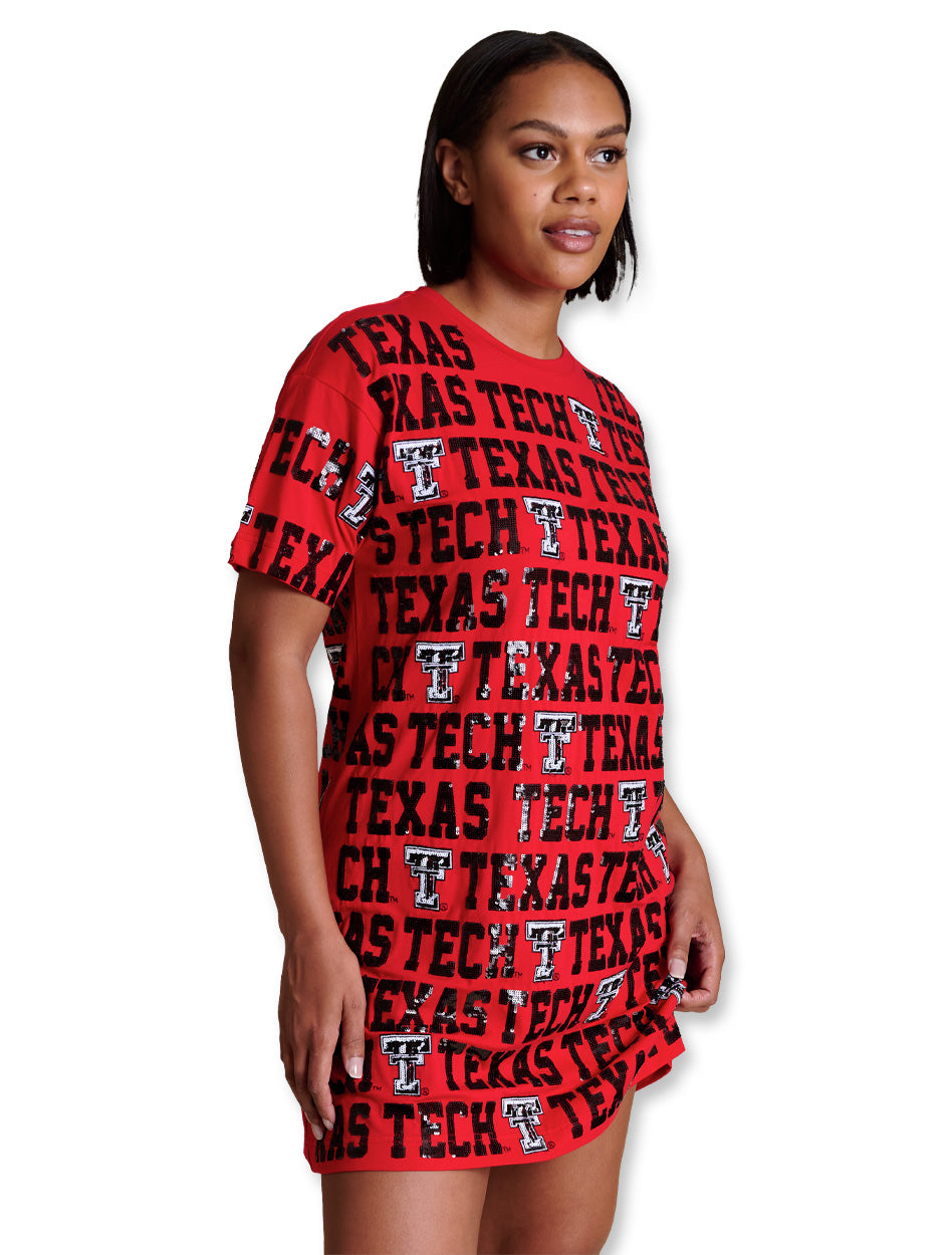 Texas Tech Stewart Simmons The Sequin Repeat T-shirt Dress In red, Size: M, Sold by Red Raider Outfitters Texas Tech Stewart Simmons The Sequin Repeat T-shirt Dress In red, Size: M, Sold by Red Raider Outfitters