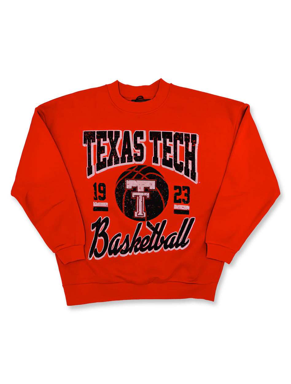 Texas Tech "Throwback Ball" Rhinestone Basketball Crewneck Sweatshirt