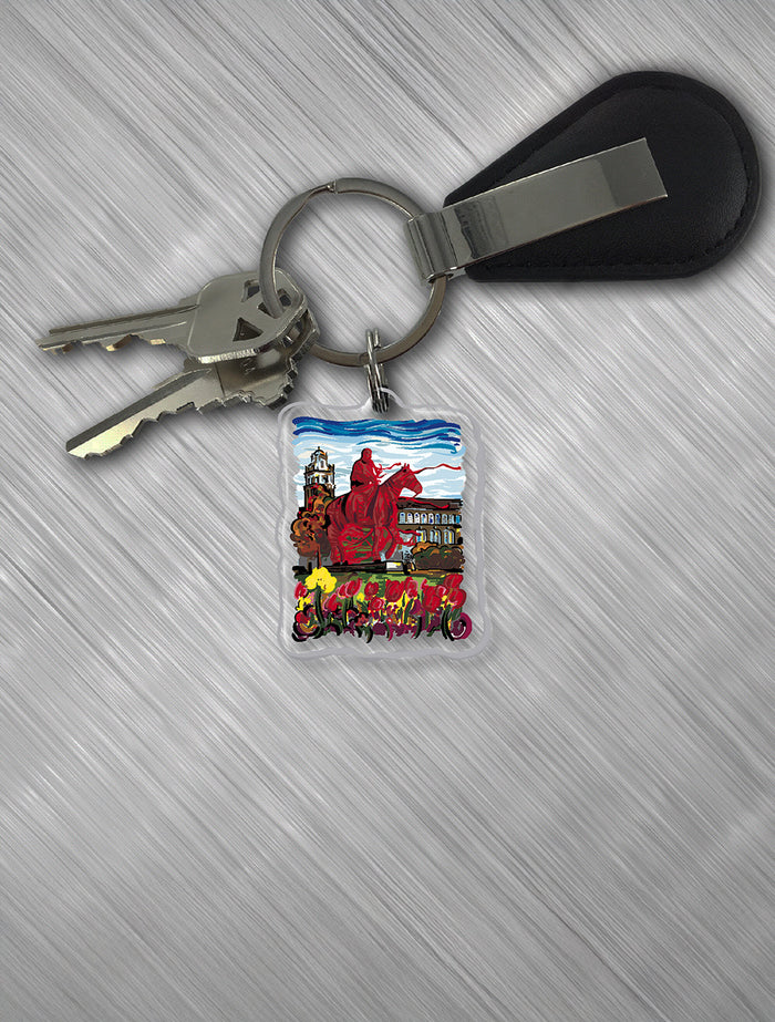 Texas Tech "Wrapped Will Rogers" Artist Rendering Keychain
