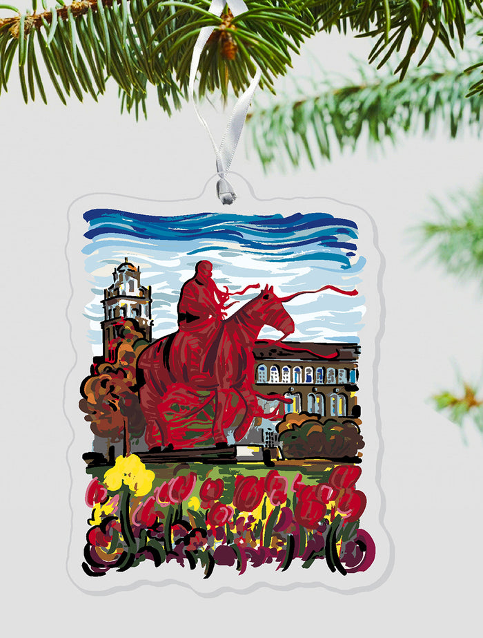 Texas Tech "Wrapped Will Rogers" Artist Rendering Ornament