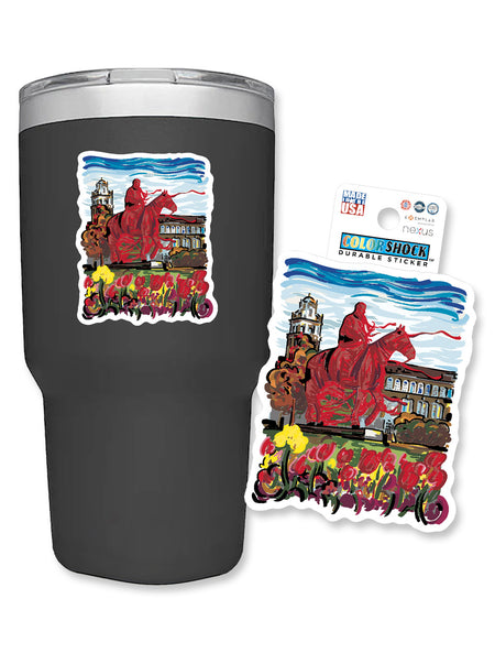 Texas Tech "Wrapped Will Rogers" Artist Rendering Sticker