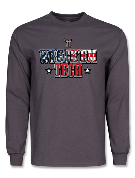 Texas Tech "Wreck Em Salute to Service" Stealth Grey Long Sleeve Shirt