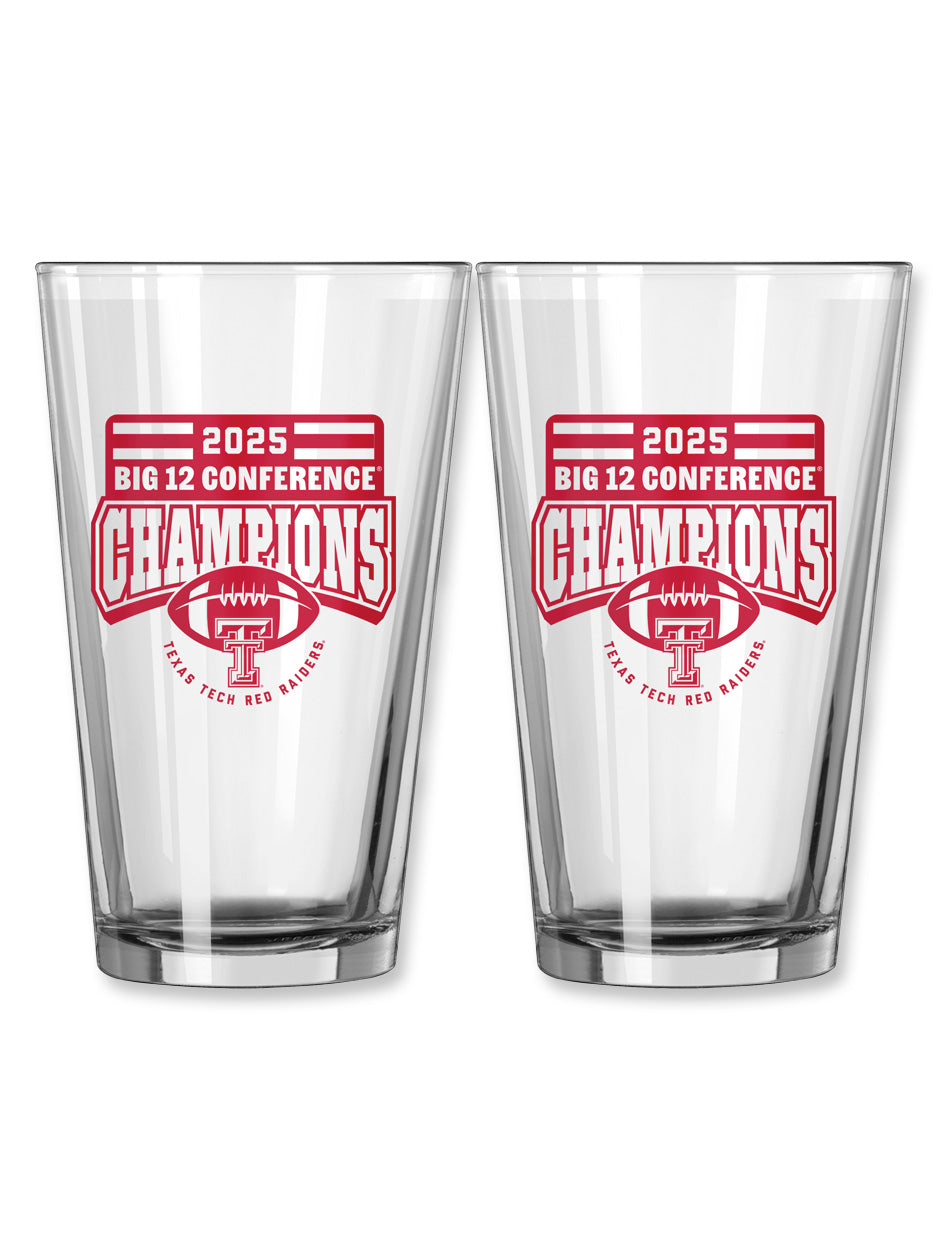 Texas tech Big 12 CHAMPS 16oz Pint Glasses - 2 Piece