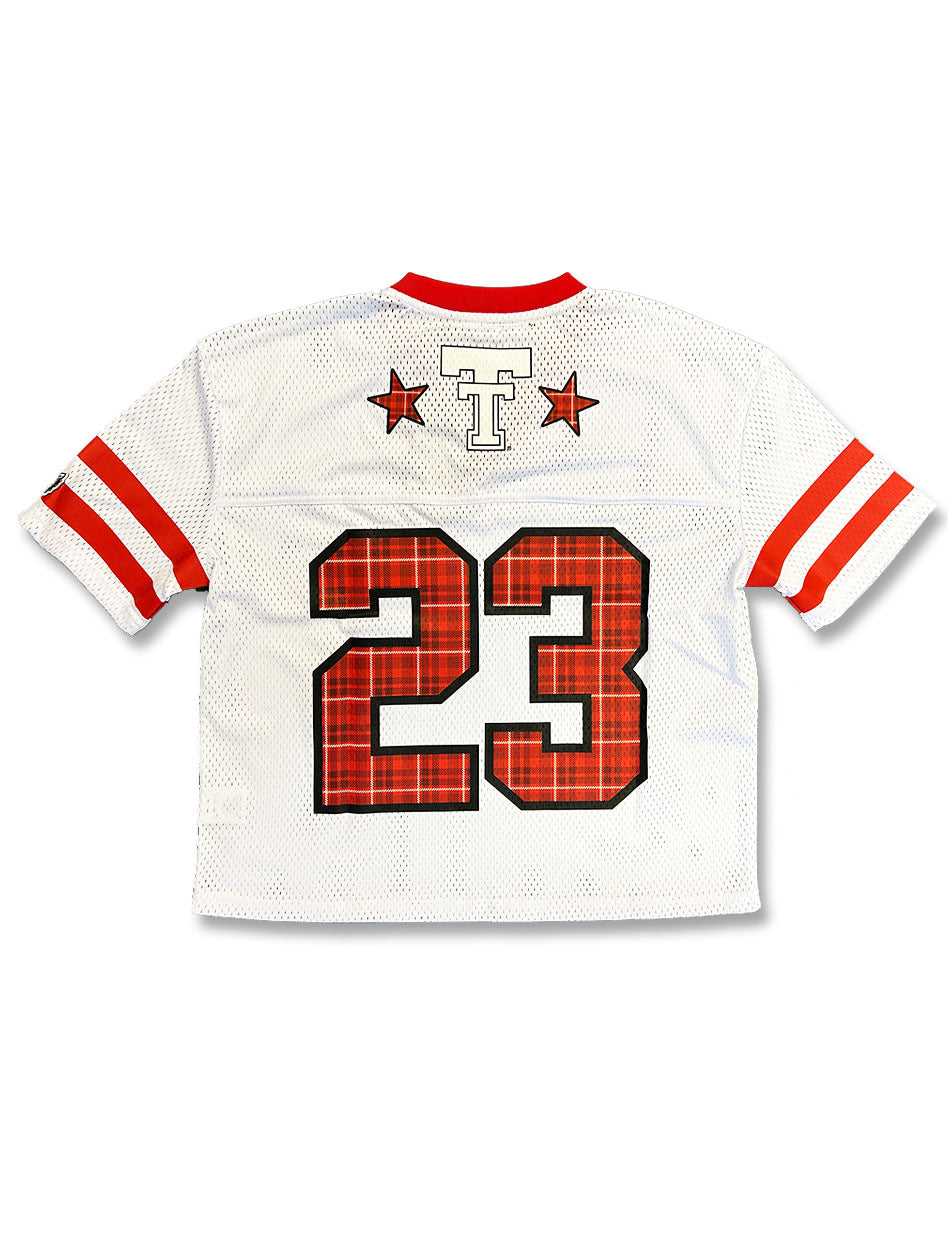 Texas Tech Dark Horse "Star Script" Plaid Mesh Jersey Crop