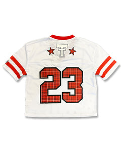 Texas Tech Dark Horse "Star Script" Plaid Mesh Jersey Crop